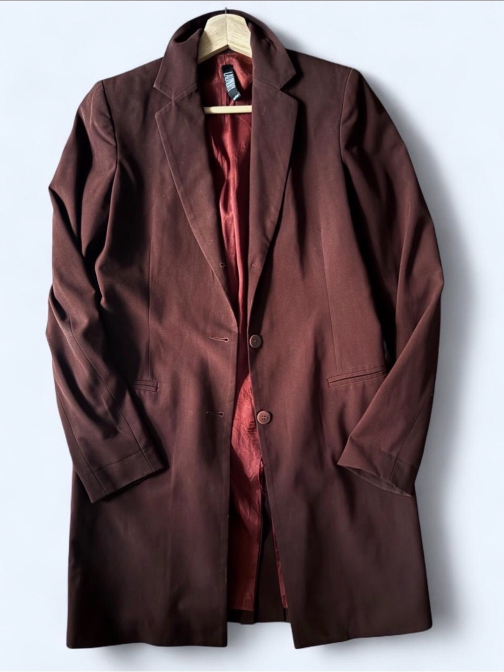 Mid Length Tailored Burgundy Blazer Jacket size 6